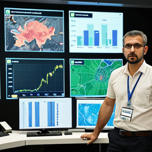 Home 8 **Prompt:** A confident, skilled waste management professional, possibly an environmental engineer, stands in a modern, tech-forward control room. Behind them, large digital screens display intricate data visualizations: optimized waste collection routes across a bustling city (subtly reminiscent of Turkey's urban landscape), real-time analytics of waste streams, and compliance dashboards highlighted with green indicators. The scene emphasizes strategic oversight, regulatory adherence, and the integration of cutting-edge technology in ensuring environmental responsibility and sustainable practices. The overall ambiance is clean, professional, and forward-thinking, embodying the critical role of expertise in a complex field.